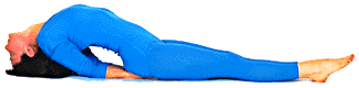 Matsyasana - la Asana de los peces Matsyasana - la Asana de los pecess, mujer estirda en el suelo con la espalda arqueada